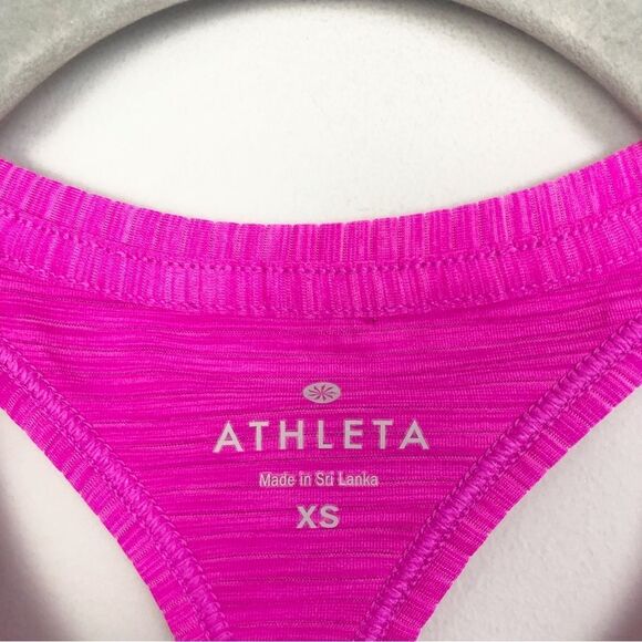 ATHLETA | Chi Shadow Stripe Bright Pink Skinny Racerback Tank Women’s Size XS - Picture 6 of 11
